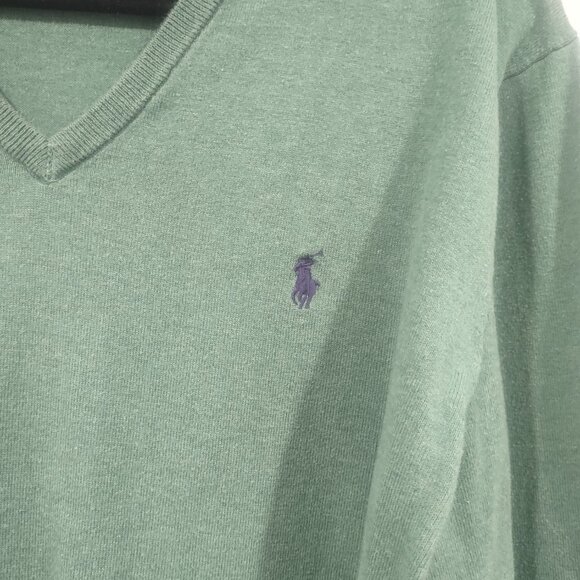 Ralph Lauren Green Pull Over V Neck Sweater Size XL - Picture 4 of 4